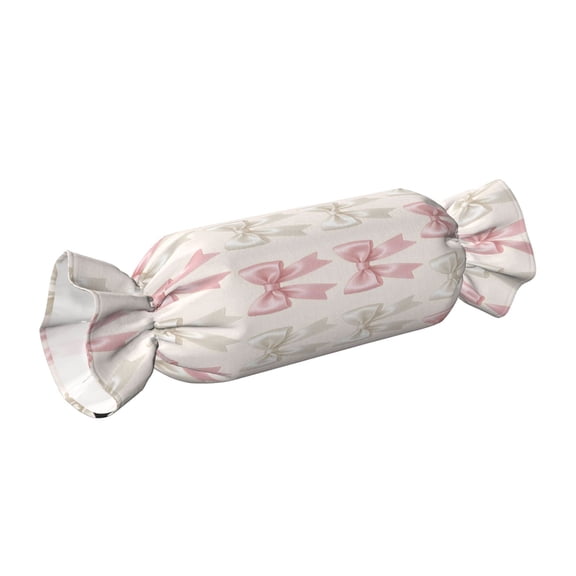 Candy Throw Pillow Travel Cervical Pillow Cylindrical Neck Body Cushion With Insert For Bed Couch Home Decor 9.8x24.4in Elegant Pastel Satin Ribbon Bow Pattern