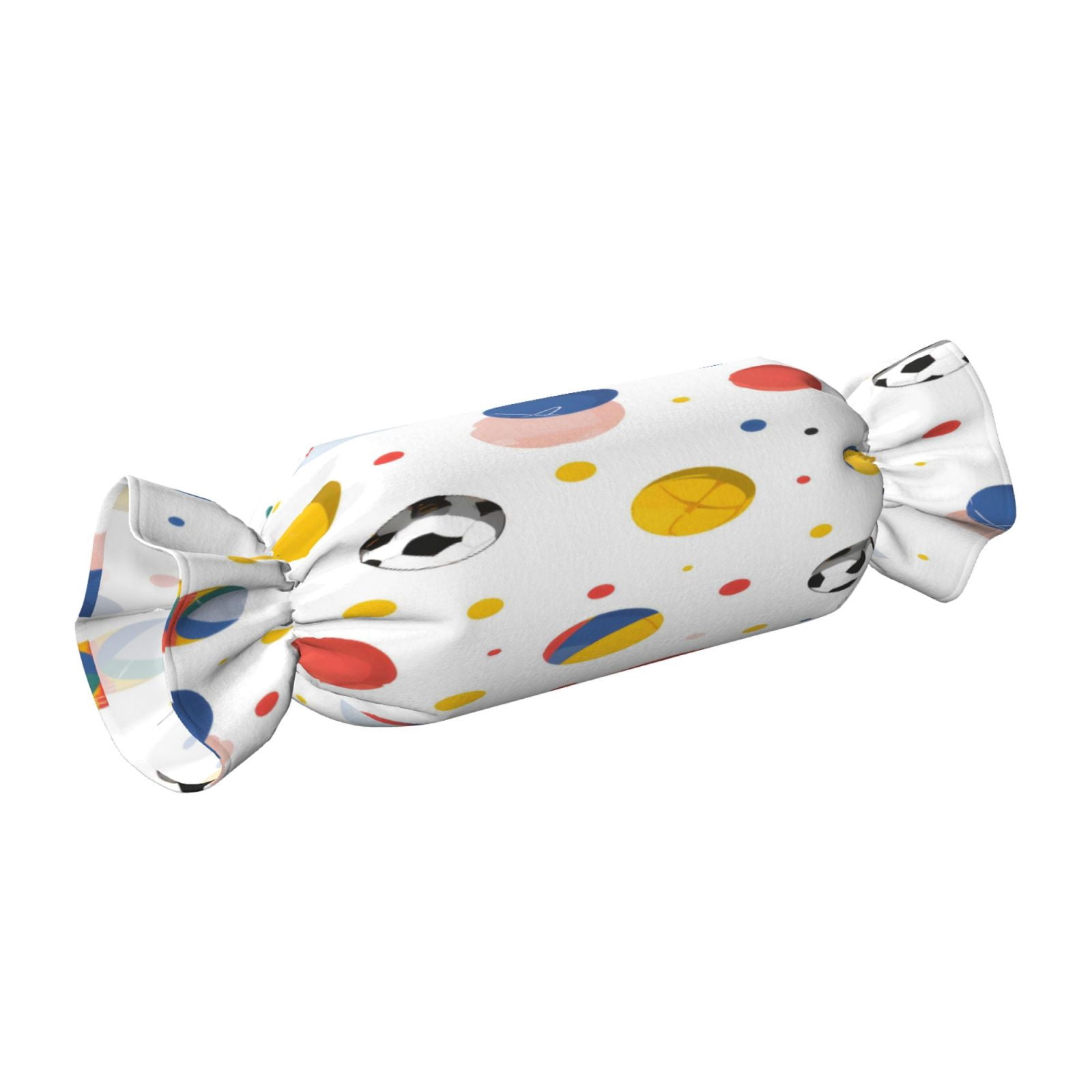 Candy Throw Pillow Travel Cervical Pillow Cylindrical Neck Body Cushion With Insert For Bed Couch Home Decor 9.8x24.4in Geometric Sports Balls Bright Multicolor