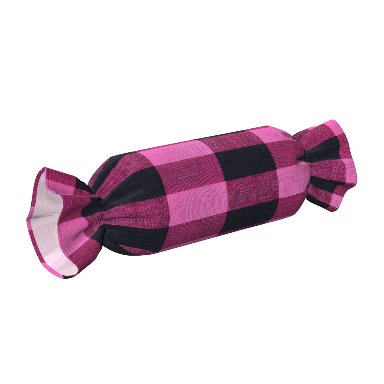 Candy Throw Pillow Travel Cervical Pillow Cylindrical Neck Body Cushion With Insert For Bed Couch Home Decor 9.8x24.4in Hotpink Buffalo Plaid Check Tartan Scotland_2