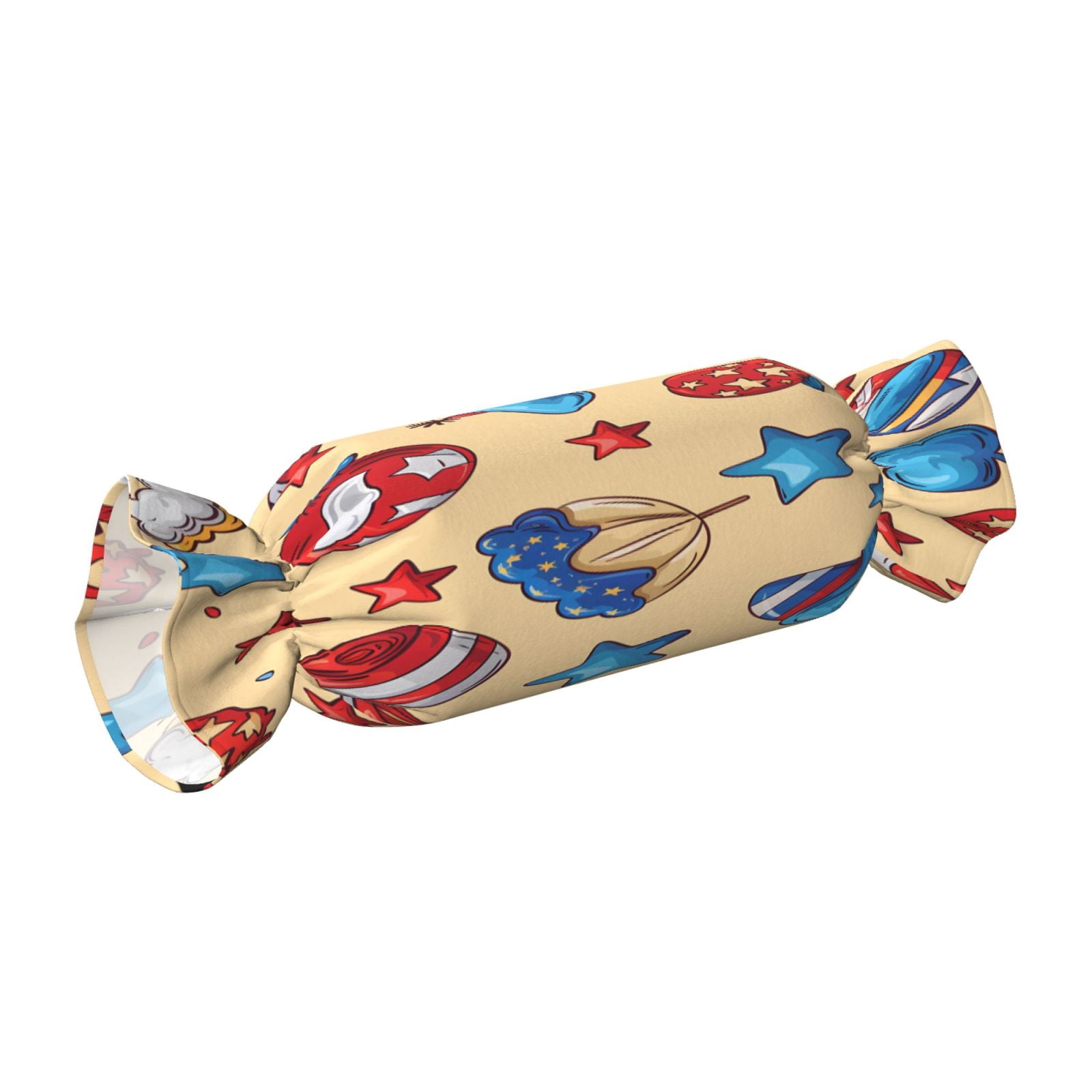 Candy Throw Pillow Travel Cervical Pillow Cylindrical Neck Body Cushion With Insert For Bed Couch Home Decor 9.8x24.4in Independence Day Theme Elements Star (3)