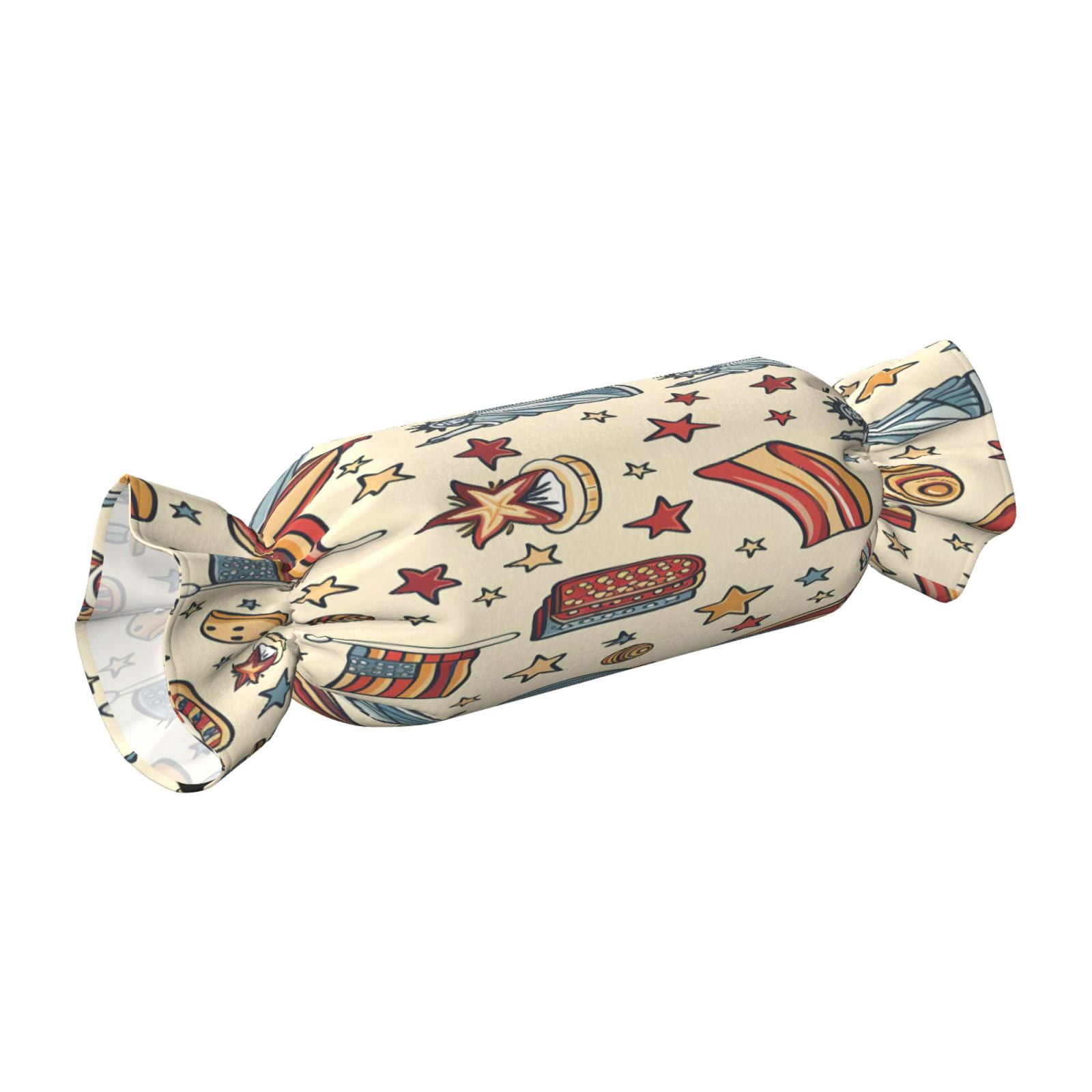 Candy Throw Pillow Travel Cervical Pillow Cylindrical Neck Body Cushion With Insert For Bed Couch Home Decor 9.8x24.4in Independence Day Theme Elements Star (4)