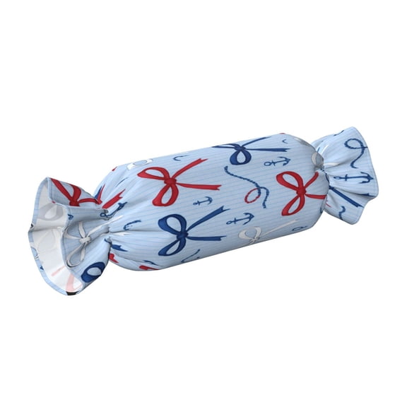 Candy Throw Pillow Travel Cervical Pillow Cylindrical Neck Body Cushion With Insert For Bed Couch Home Decor 9.8x24.4in Nautical Theme Thin Ribbon Bow Pattern