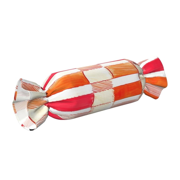 Candy Throw Pillow Travel Cervical Pillow Cylindrical Neck Body Cushion With Insert For Bed Couch Home Decor 9.8x24.4in Orangered Houndstooth Checkered Hand-Drawn Sketch_4