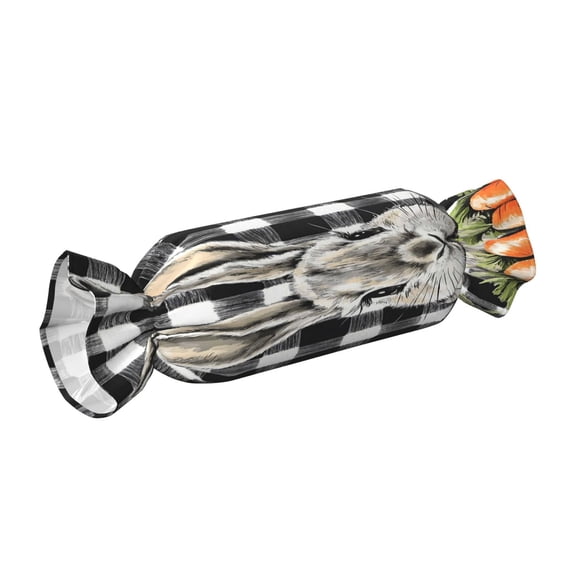 Candy Throw Pillow Travel Cervical Pillow Cylindrical Neck Body Cushion With Insert For Bed Couch Home Decor 9.8x24.4in A Rabbit With Carrots On A Grid Background