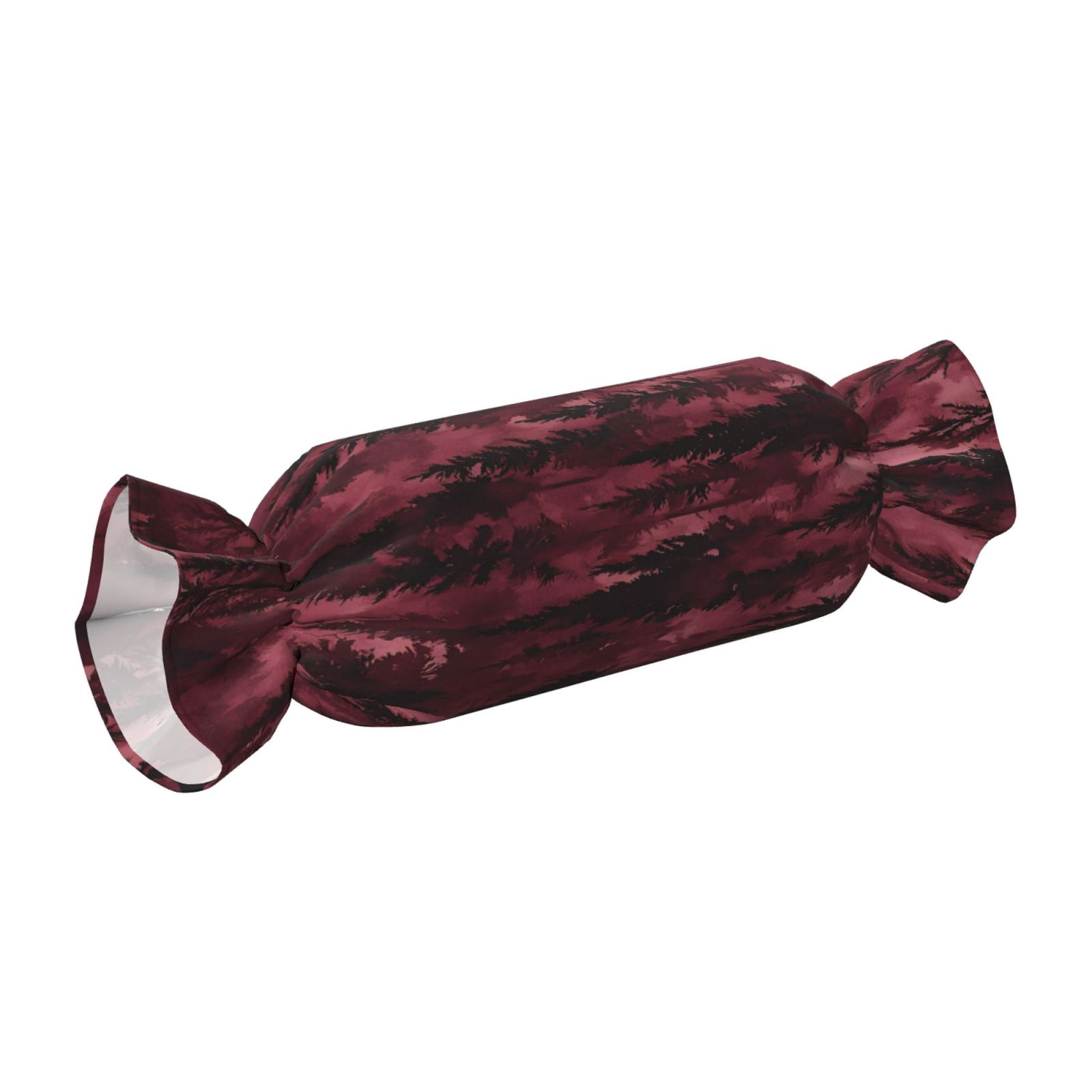 Candy Throw Pillow Travel Cervical Pillow Cylindrical Neck Body Cushion With Insert For Bed Couch Home Decor 9.8x24.4in Realistic Forests Camouflage Pattern Conifer Maroon_3