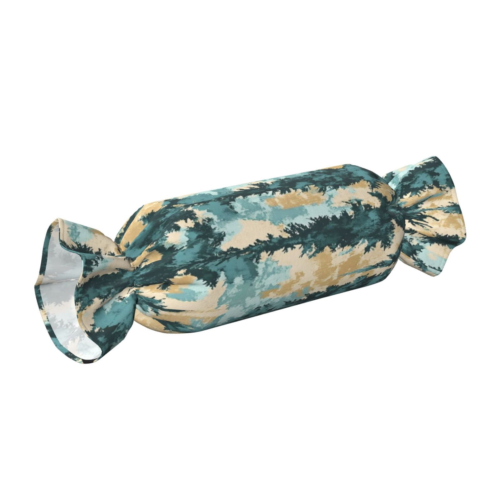 Candy Throw Pillow Travel Cervical Pillow Cylindrical Neck Body Cushion With Insert For Bed Couch Home Decor 9.8x24.4in Realistic Forests Camouflage Pattern Conifer Paleturquoise_2
