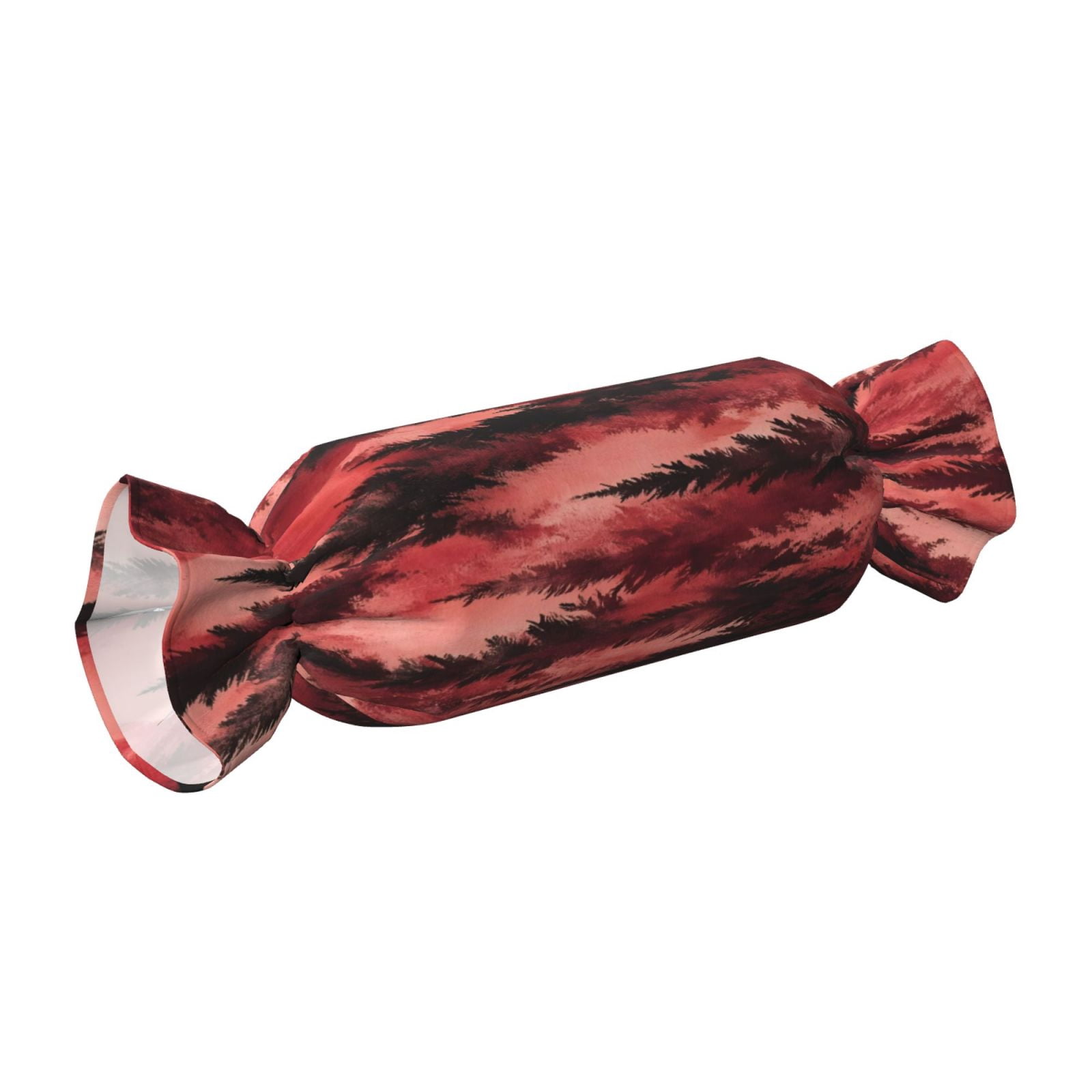 Candy Throw Pillow Travel Cervical Pillow Cylindrical Neck Body Cushion With Insert For Bed Couch Home Decor 9.8x24.4in Realistic Forests Camouflage Pattern Conifer Maroon_4