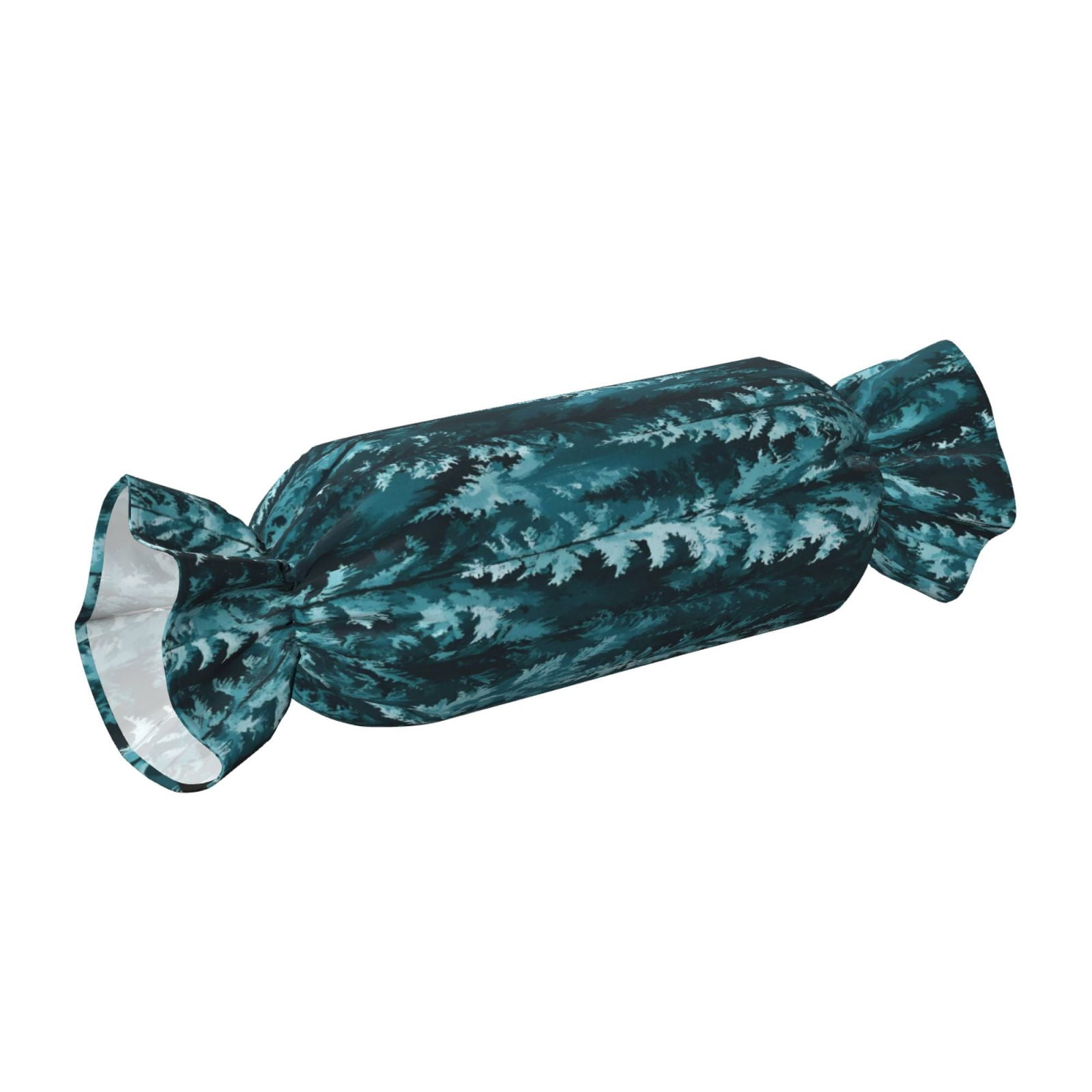 Candy Throw Pillow Travel Cervical Pillow Cylindrical Neck Body Cushion With Insert For Bed Couch Home Decor 9.8x24.4in Realistic Forests Camouflage Pattern Conifer Paleturquoise_3
