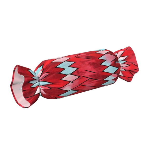Candy Throw Pillow Travel Cervical Pillow Cylindrical Neck Body Cushion With Insert For Bed Couch Home Decor 9.8x24.4in Red Colorful Houndstooth Hand-Drawn Sketch_4