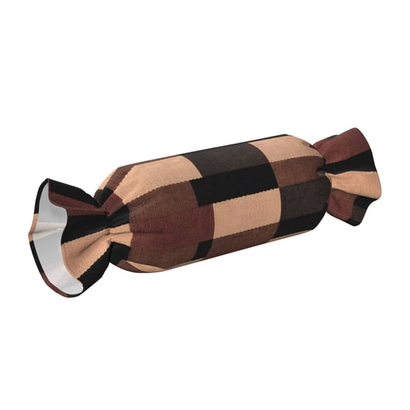 Candy Throw Pillow Travel Cervical Pillow Cylindrical Neck Body Cushion With Insert For Bed Couch Home Decor 9.8x24.4in Rosybrown Buffalo Plaid Check Tartan Scotland_4