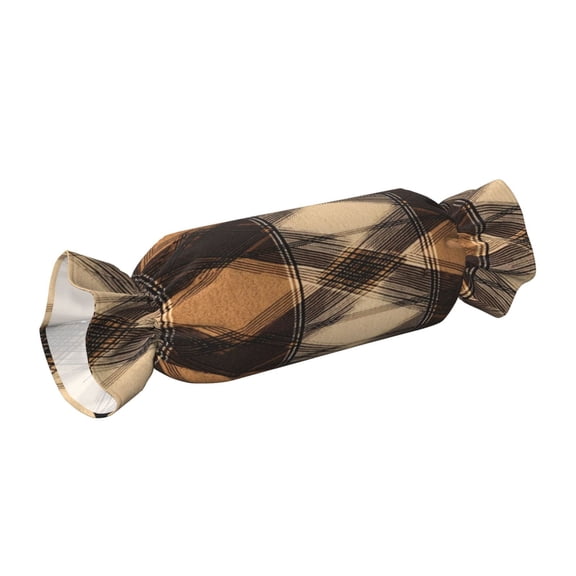 Candy Throw Pillow Travel Cervical Pillow Cylindrical Neck Body Cushion With Insert For Bed Couch Home Decor 9.8x24.4in Sandybrown Buffalo Plaid Check Tartan Scotland_2