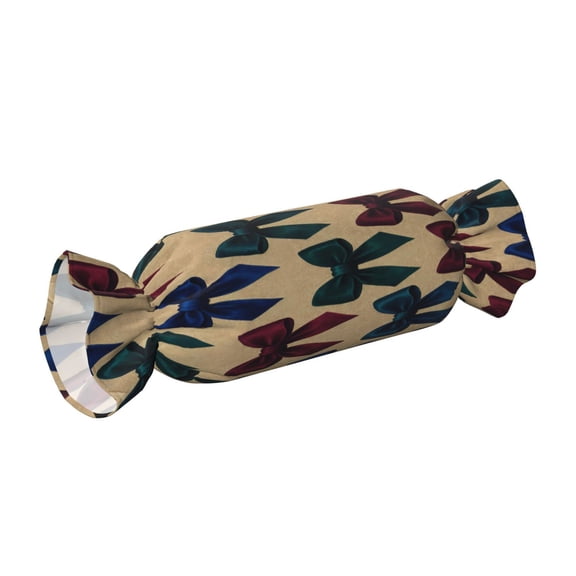 Candy Throw Pillow Travel Cervical Pillow Cylindrical Neck Body Cushion With Insert For Bed Couch Home Decor 9.8x24.4in Sophisticated Velvet Jewel Tone Ribbon Bow Pattern