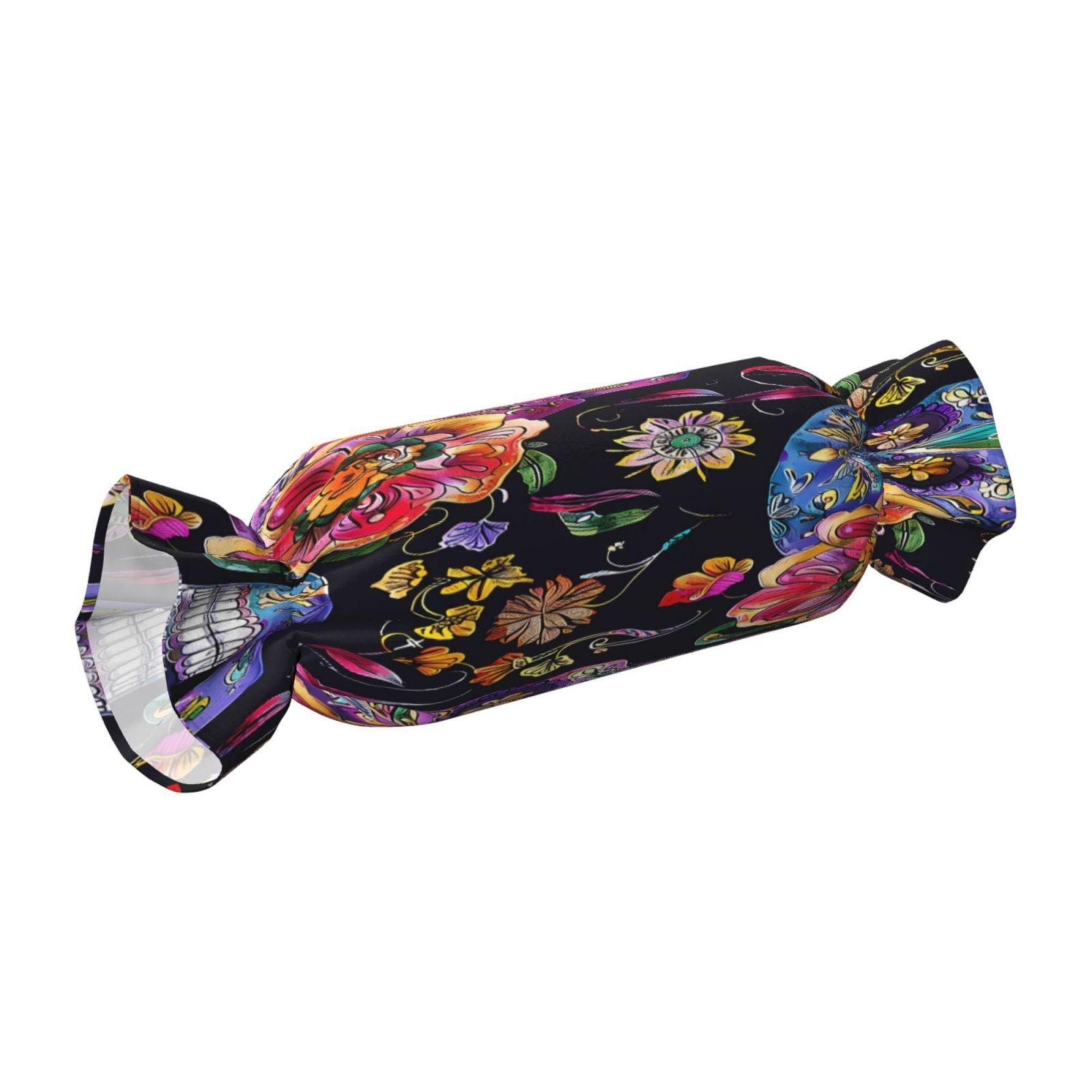 Candy Throw Pillow Travel Cervical Pillow Cylindrical Neck Body Cushion With Insert For Bed Couch Home Decor 9.8x24.4in Festive Sugar Skulls (7)