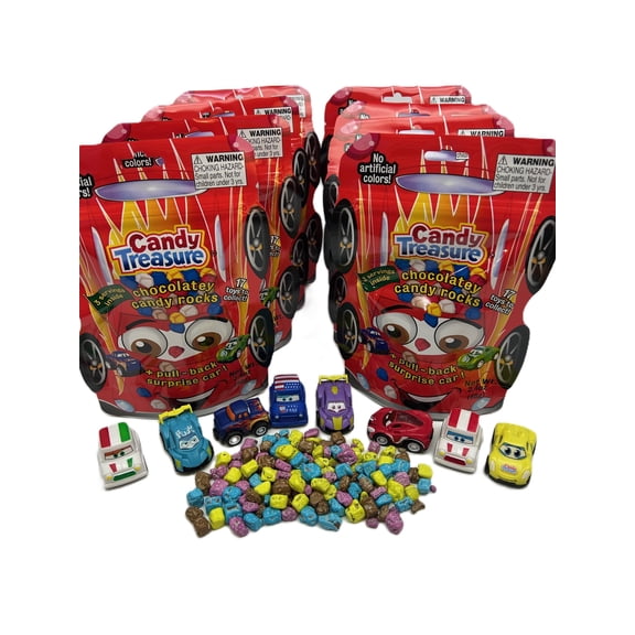 Candy Treasure Surprise Car Toy with Chocolatey Rocks (8 Pack)