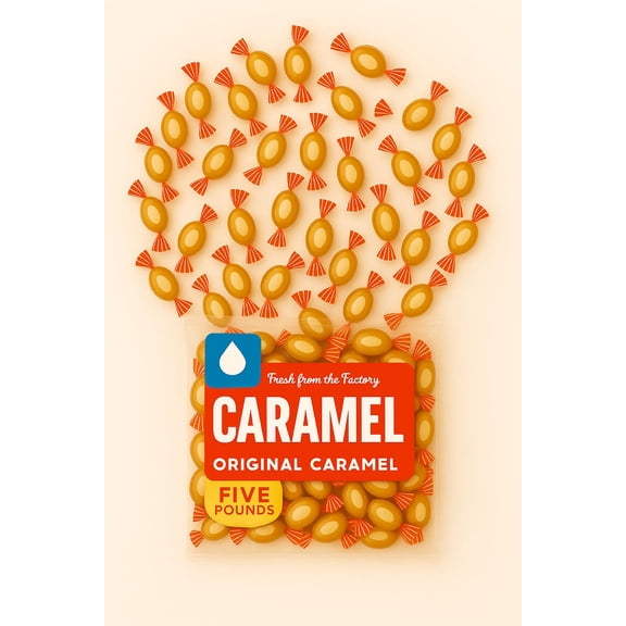 Bulk Candy Vanilla Caramel Creams  Fresh 5 lb (80 oz) Bag Direct from Factory  Individually Wrapped Soft Caramel & Vanilla Cream Sweets for Parties, Events, Candy Buffets, and Snacking 58101