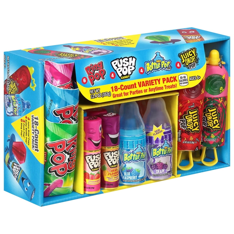 Candy Variety Pack - 18 Count Assorted Lollipops - Ring Pop, Push