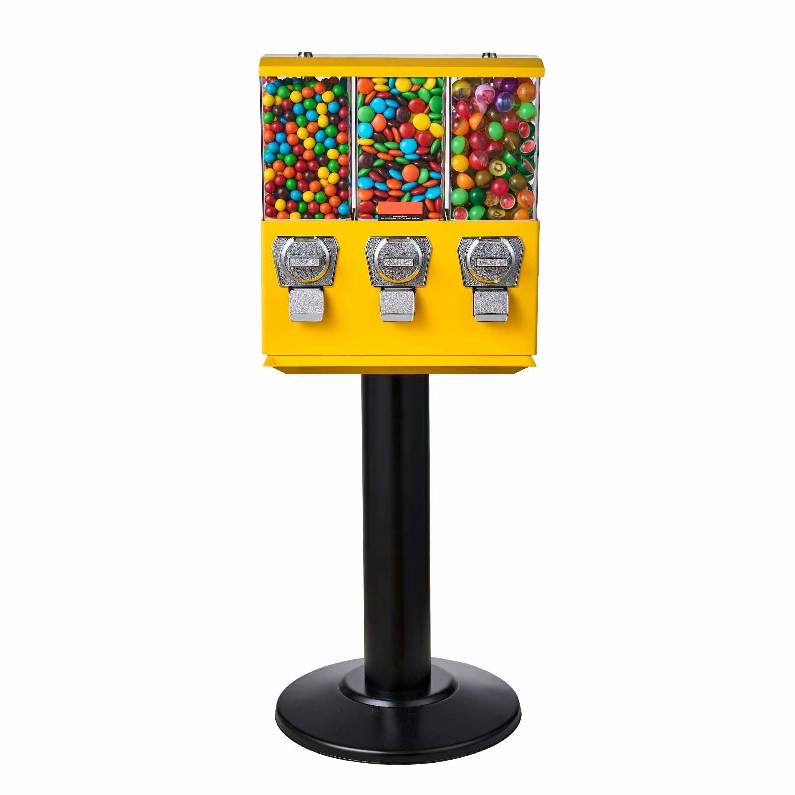 Candy Vending Machine - Triple Compartment Gumball & Candy Dispenser w/ Stand