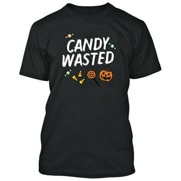 Candy Wasted Printed Black Men's T-shirt Halloween Funny Tee Costume Small