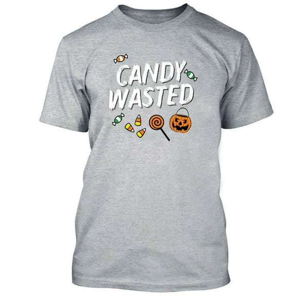 Candy Wasted Printed Gray Men's T-shirt Halloween Funny Tee Costume 2X-Large
