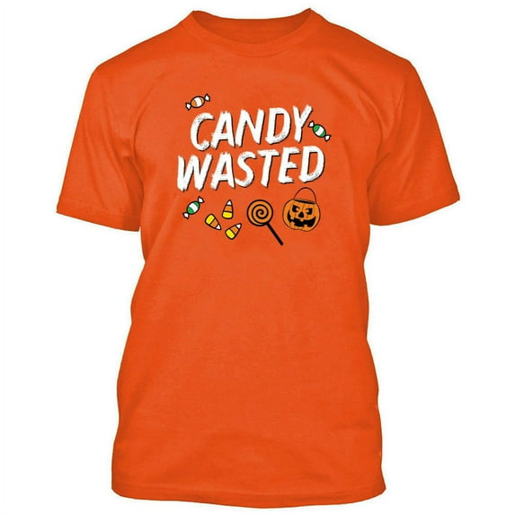 Candy Wasted Printed Orange Men's T-shirt Halloween Funny Tee Costume X-Large