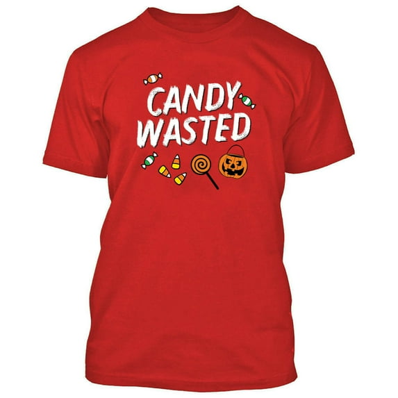 Candy Wasted Printed Red Men's T-shirt Halloween Funny Tee Costume 2X-Large