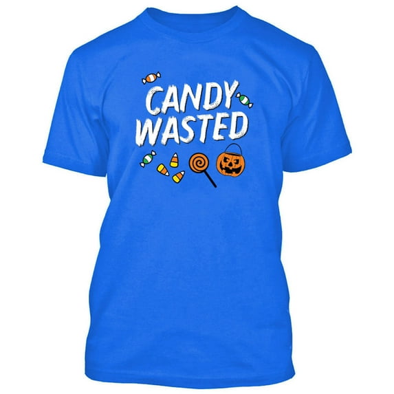 Candy Wasted Printed Royal Blue Men's T-shirt Halloween Funny Tee Costume 3X-Large