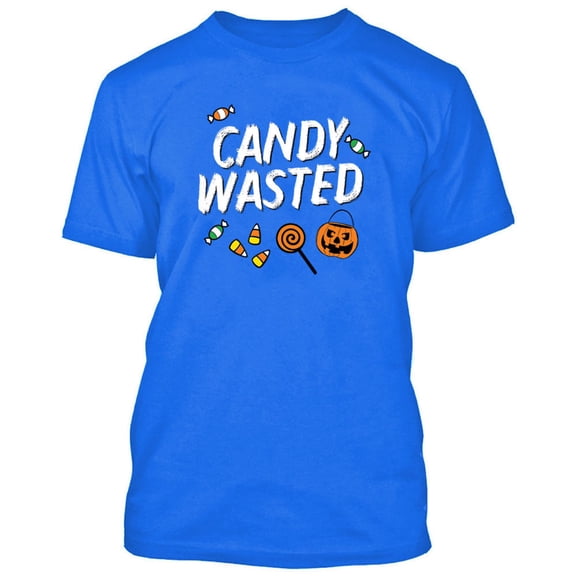 Candy Wasted Printed Royal Blue Men's T-shirt Halloween Funny Tee Costume Small