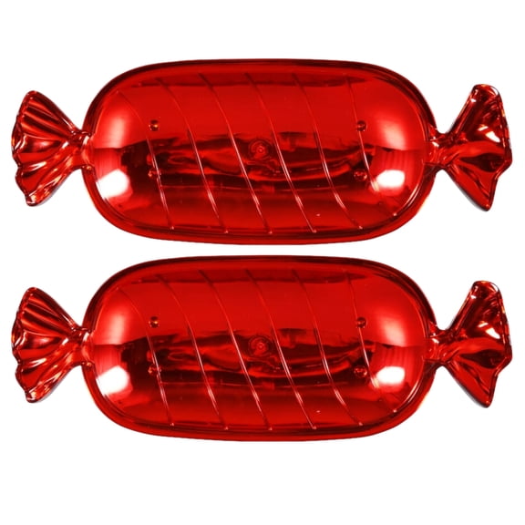 Candy Wrap Shaped Metallic Molded Plastic Christmas Trays for Fruit Dessert Food Snack Dish Serving Platters Home Kitchen Dining Holiday Party Favor Table Decoration Gift Set of 2 with Halwa