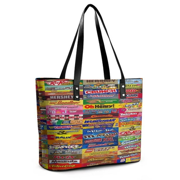 Candy Wrappers Woman Leather Handbags Large Tote Bag Fashion Portable Handbags With Zipper