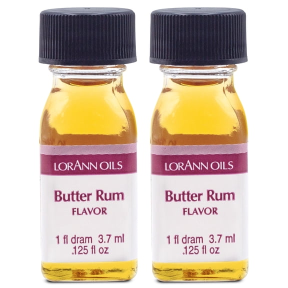 LorAnn Butter Rum Super Strength Flavor - Twin Pack of 1 Dram Bottles (.125 fl oz) - Candy, Confections & Baking