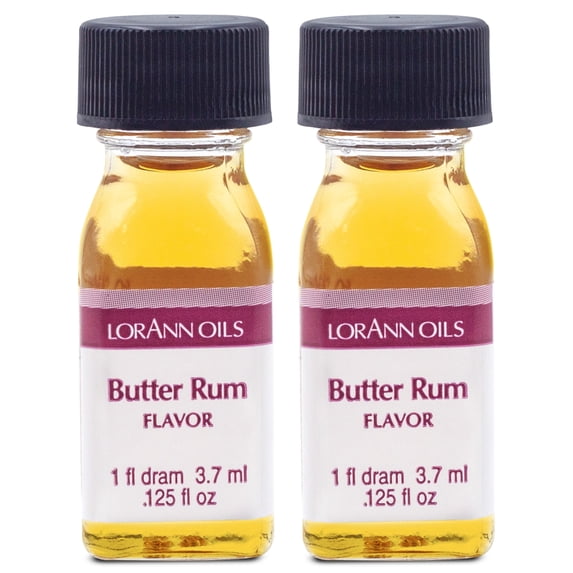 LorAnn Butter Rum Super Strength Flavor - Twin Pack of 1 Dram Bottles (.125 fl oz) - Candy, Confections & Baking