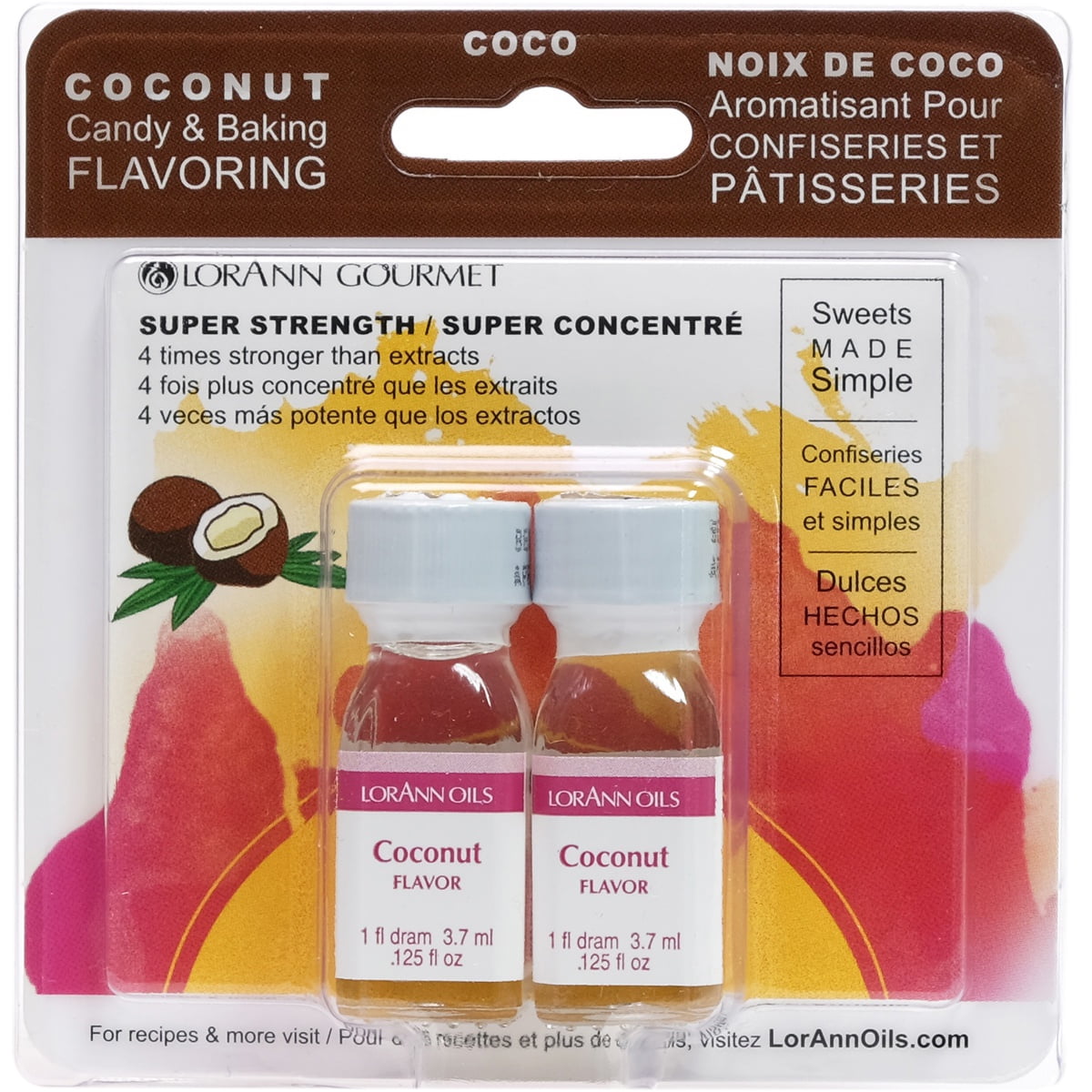 Candy and Baking Flavoring, 0.125oz Bottle, 2/Pkg