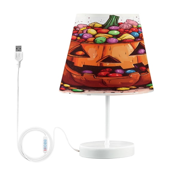 Candy in Halloween Pumpkin Desk Lamp LED Table Nightstand Lamps with 3 Color Temperatures for Home Bedroom Living Room Decor 8x12