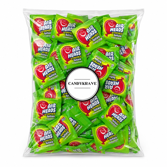 CandyKrave Airheads Xtremes Bites Rainbow Berry Sweetly Sour Chewy Bites, 60 Pieces, 2 lb