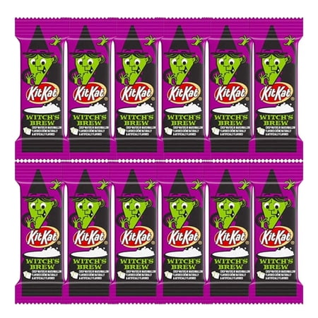CandyKrave Kit Kat Halloween Candy Witches Brew - Assorted Milk Chocolate and Creme Snack Size Bars, Free Frosted Shipping Bag, 1 pound Bulk Bag 25 Pieces