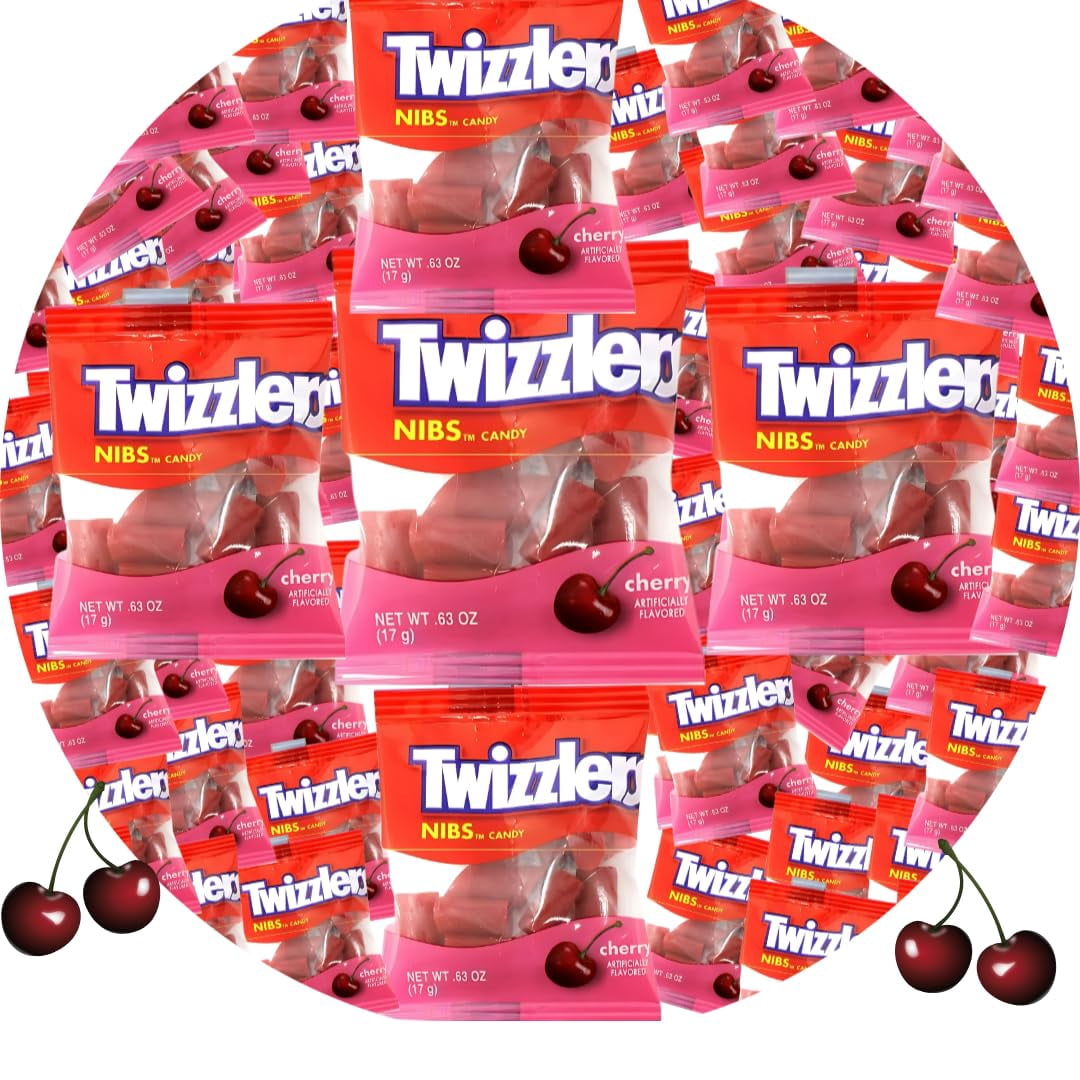 CandyKrave Twizlers Nibs Cherry Flavored Candy - (2lb 45+ Pieces) Bulk Individually Wrapped Twizlers Candy - Chewy & Delicious Cherry Flavor Candy for Birthday, Easter & Christmas