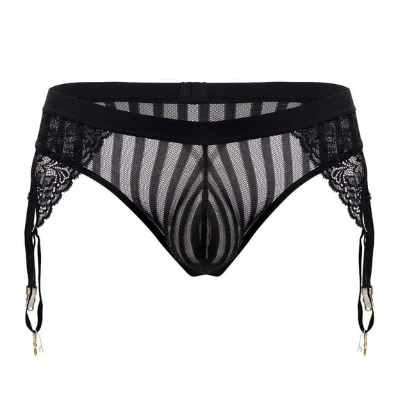 CandyMan Fashion 99766 Garter Thongs Color Black Size L