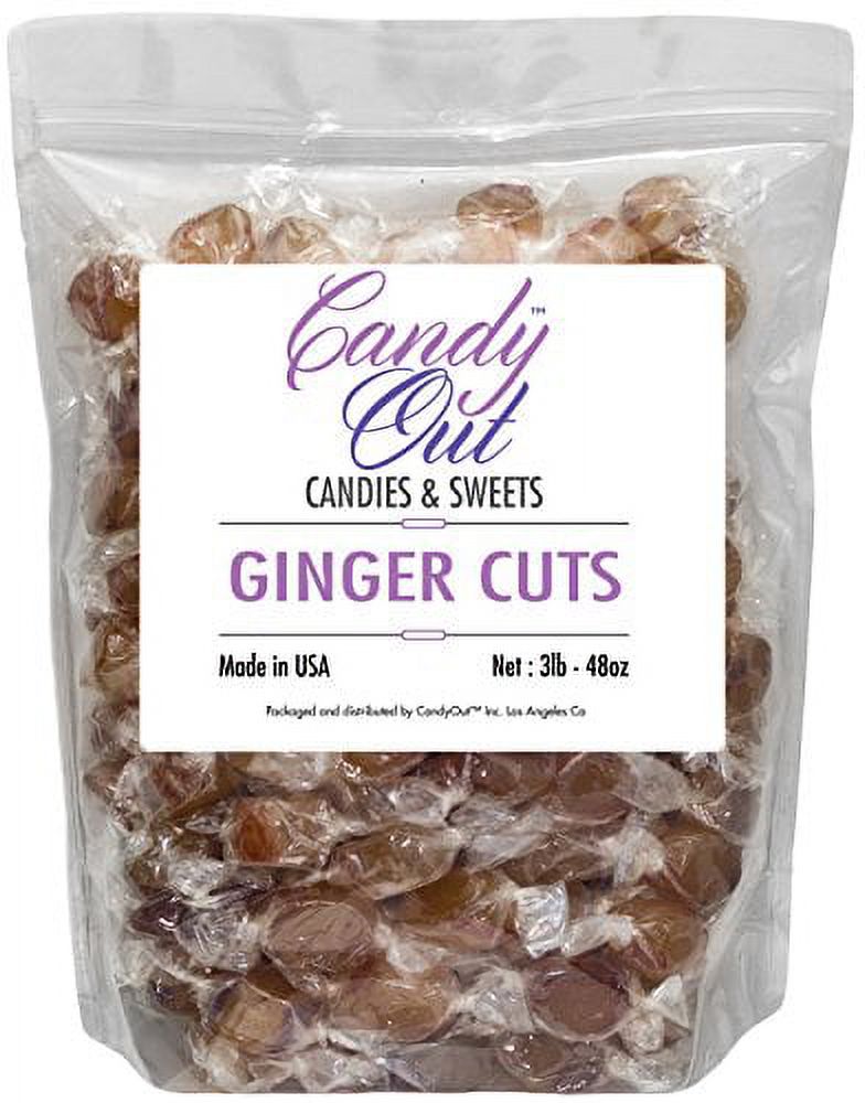 CandyOut Ginger Cuts 3 Pound Hard Ginger Candy in Resealable Bag