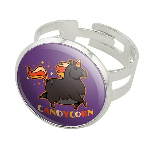 Candycorn Candy Corn Unicorn Halloween Silver Plated Adjustable Novelty Ring