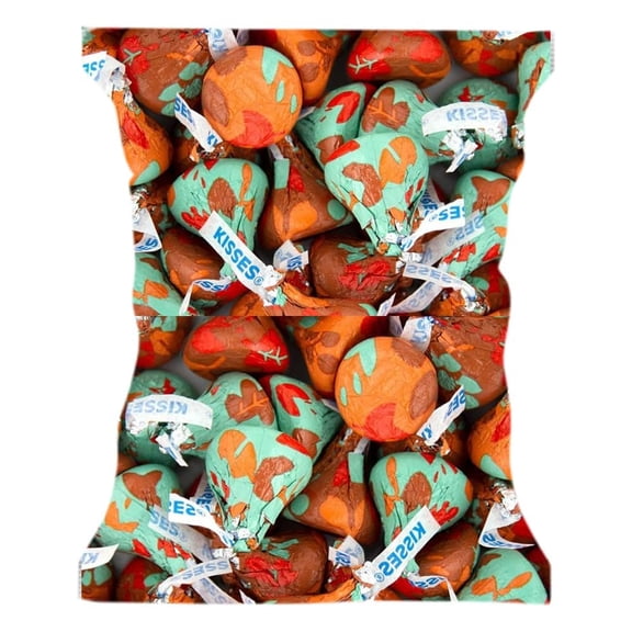 Candykrave Hershey's Fall Kisses Milk Chocolate candy - (1LB 90 pcs) - Bulk chocolate Silver Foil Candy variety pack - Delicious Treats for Christmas, Birthdays & Thanksgiving.