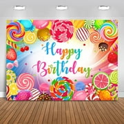 Candyland Birthday Party Backdrop Lollipop Candy Birthday Background Colorful Candies Girls Birthday Party Decorations Banner Photo Studio Props (5x3ft)