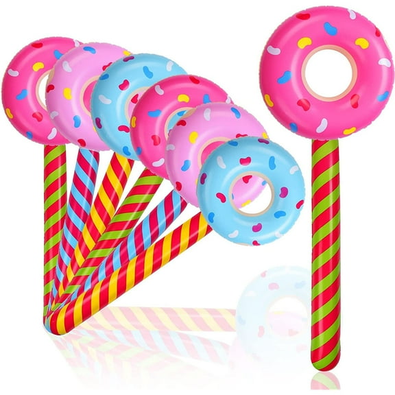 Candyland Birthday Party Decorations Inflatable Donut 33 Inch Lollipop Large Inflatable Candy Balloons Float Donut Shape Balloon Lollipop Stick Candy Themed Birthday Decorations for Kids (3 Pcs)