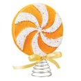thumbnail image 1 of Candyland Christmas Decorations, Gingerbread Decor, 12 In, Christmas Tree Topper, Christmas Ornament, Bow Decorations, Christmas Ribbon, Yellow White Swirl, Seasonal Home Display,, 1 of 5