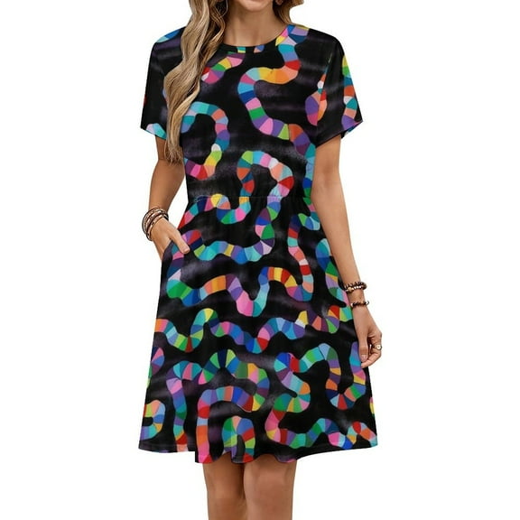 Candyland Experiment Dress Summer Street Style Dresses Female Short Sleeve Printed Sundress