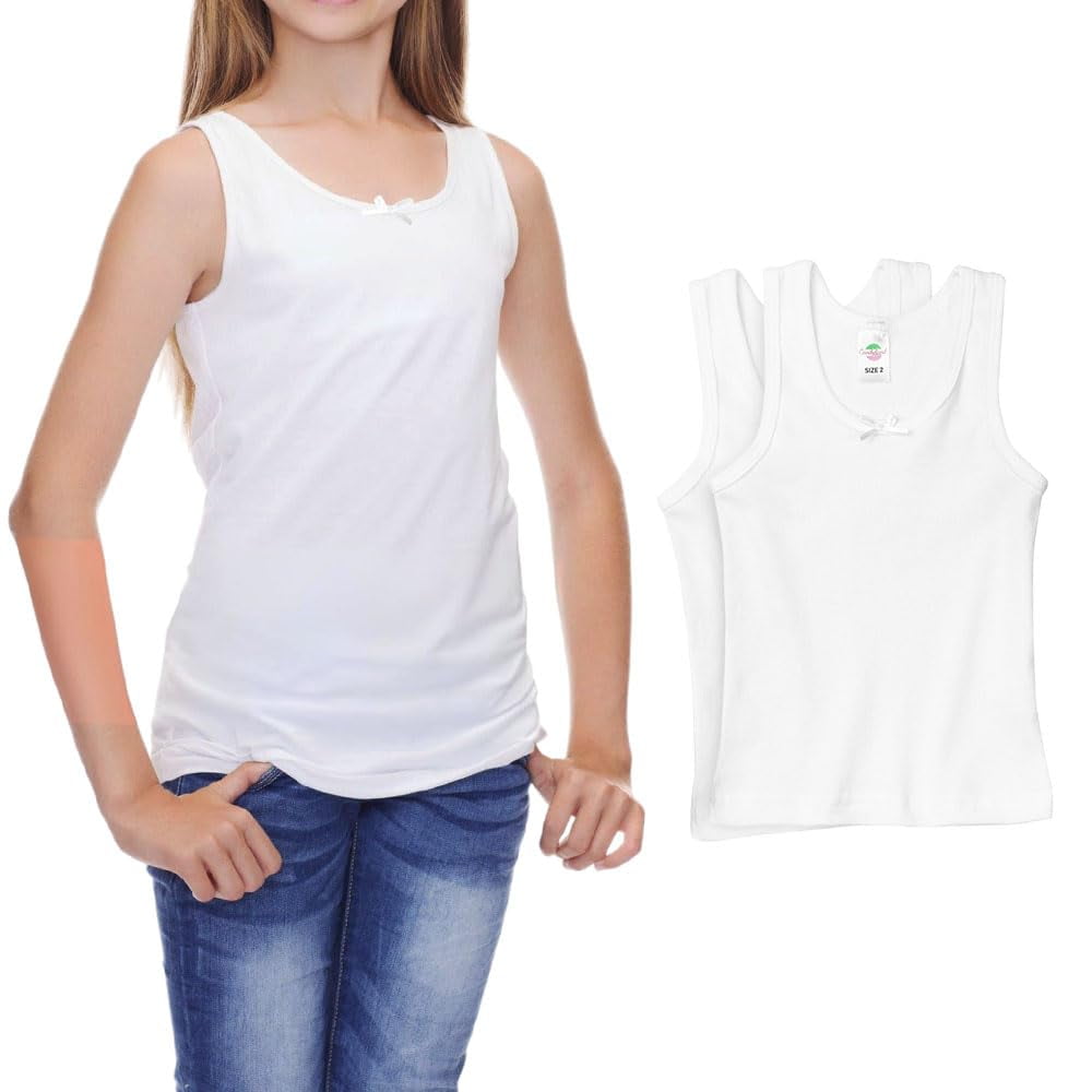 Candyland Girl's 2-Pack Sleeveless Cami Tank Tops Set - 100% Cotton ...