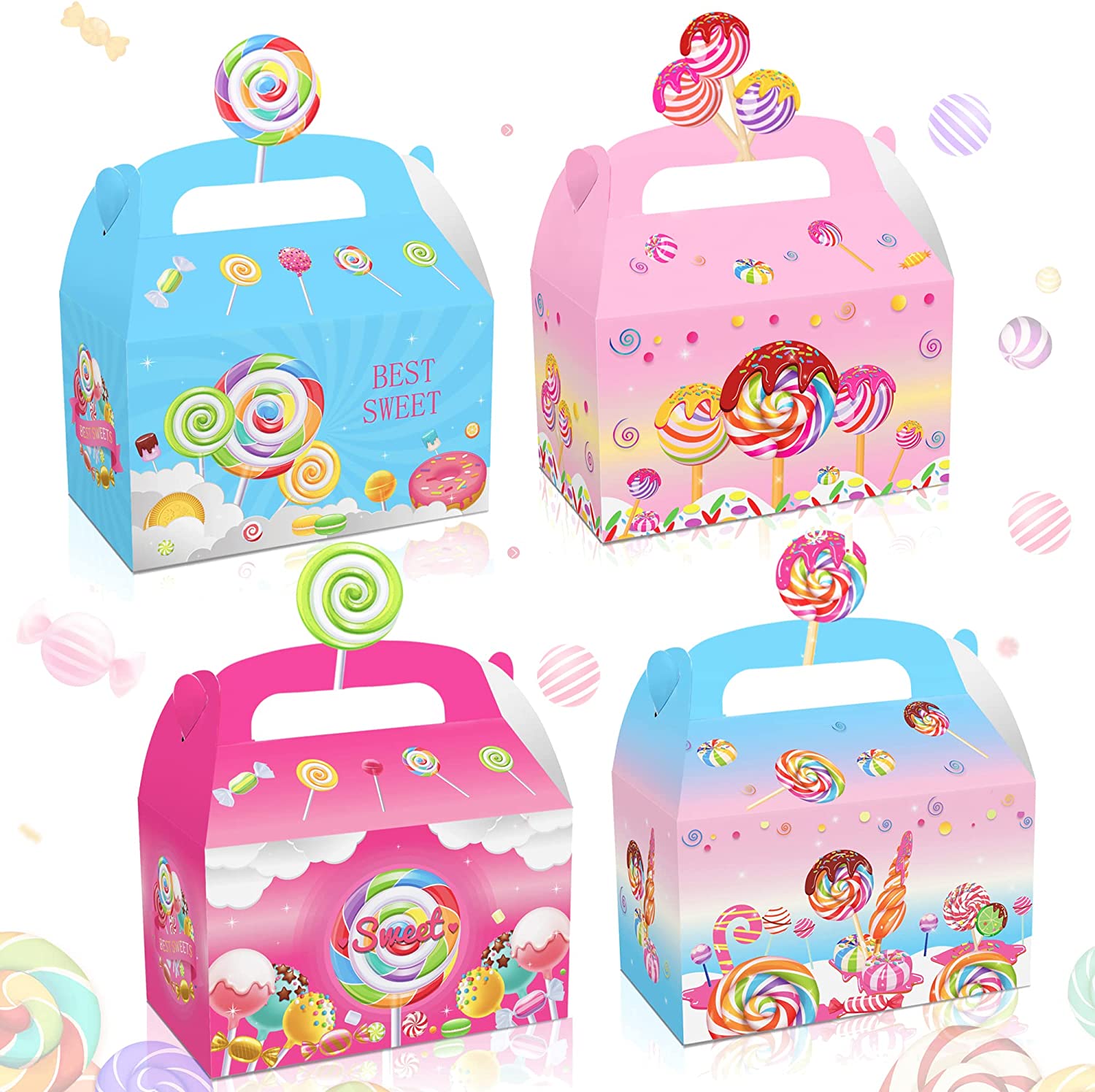Candyland Party Favor Boxes Lollipop Design Candy Theme Baby Shower