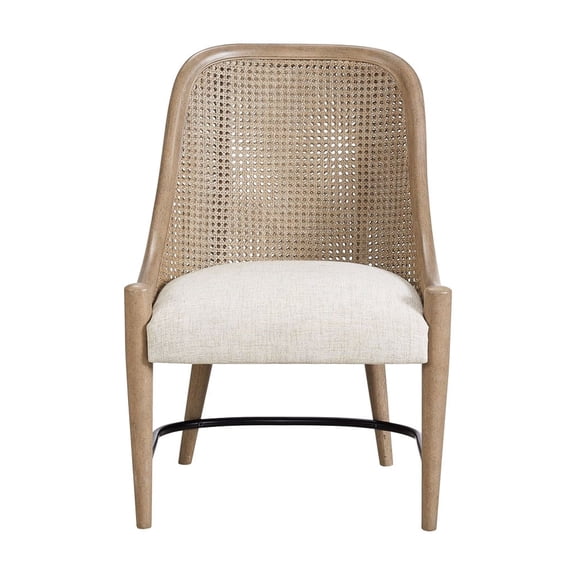 2 Colored Cane Backed Host Chair, Upholstered Seat, Solid Wood + Chair (2) In Sand Finish, , 24.88 In. D, 24.75 W, 35.32 H, 24.63 Lb Weight