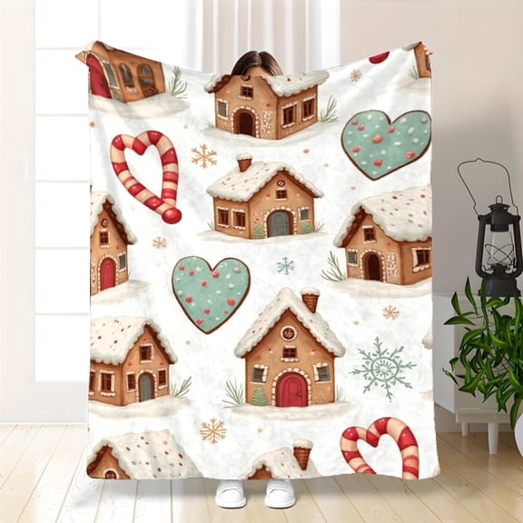 Cane Candy Pattern Blanket - Cozy Soft Polyester Flannel Bedspread Suitable for Couch, Sofa, Bed - Multi-Size (20x30, 30x40, 40x50, 50x60, 60x80) - Warm Durable Bed Covering for s & Pets