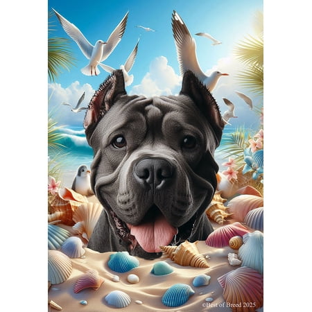 Cane Corso Black Cropped - Best of Breed Summer Beach Outdoor Garden Flag 12" x 17" Mailbox Flag Dog Flag