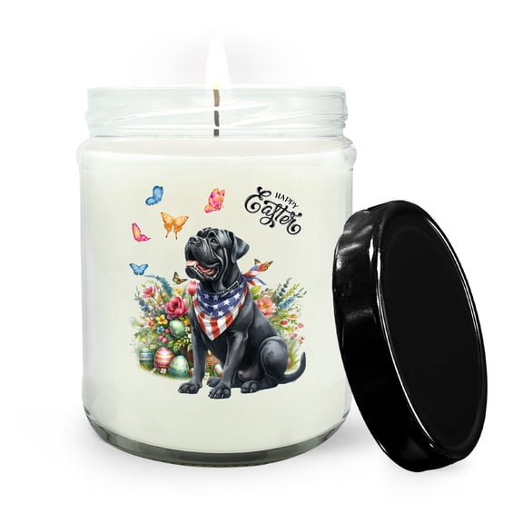 Cane Corso Celebrates Spring and Enjoys a Happy Easter Soy Wax Candle Italian Mastiff Dog Lover Gifts Idea 16oz White Vanilla Candle - 02001